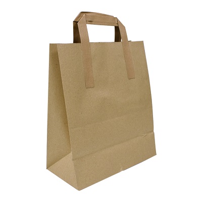 250 x Brown Takeaway Kraft Paper SOS Bags 8"x4"x10" - Medium